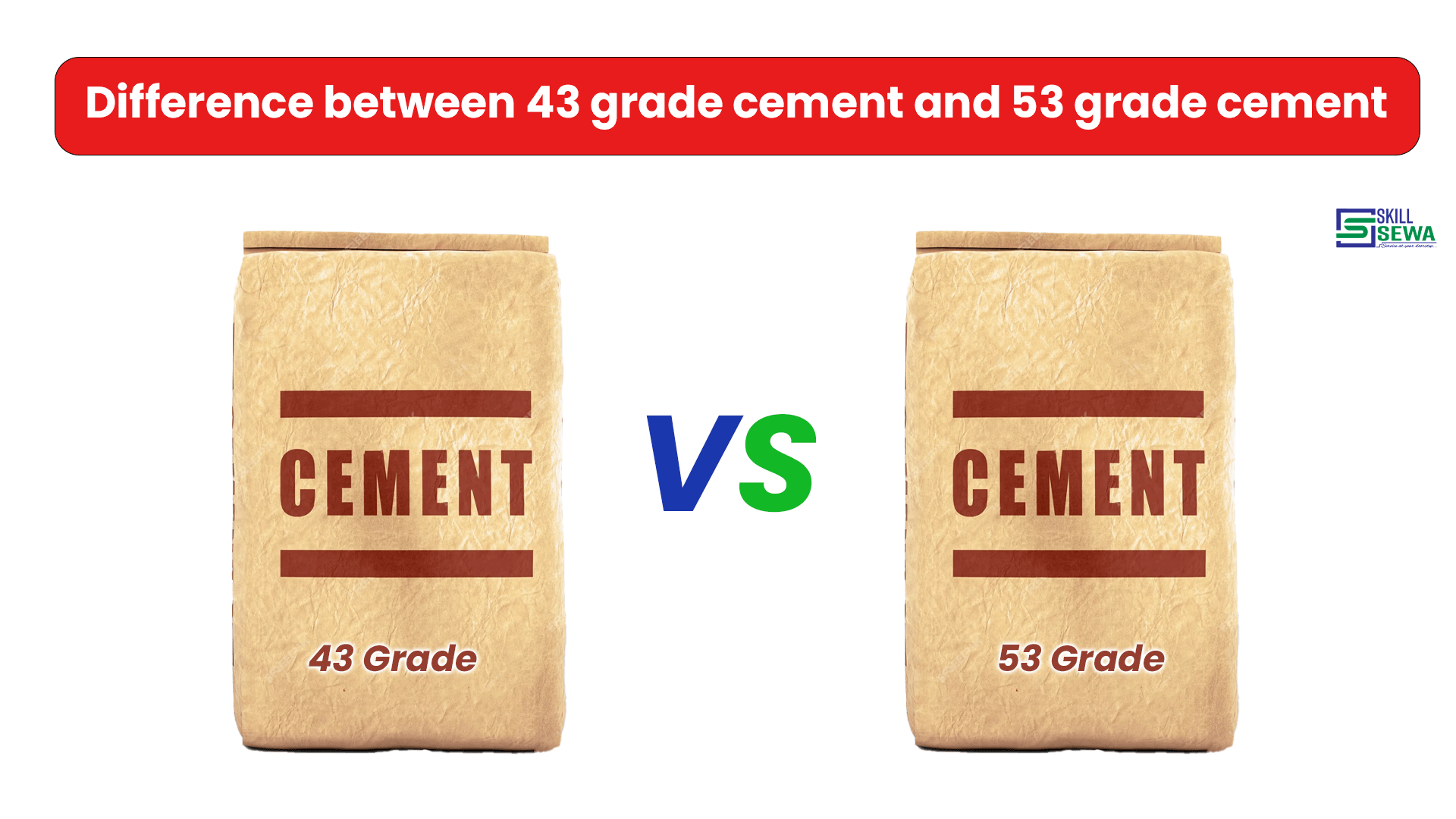 Difference between 43 grade cement and 53 grade cement